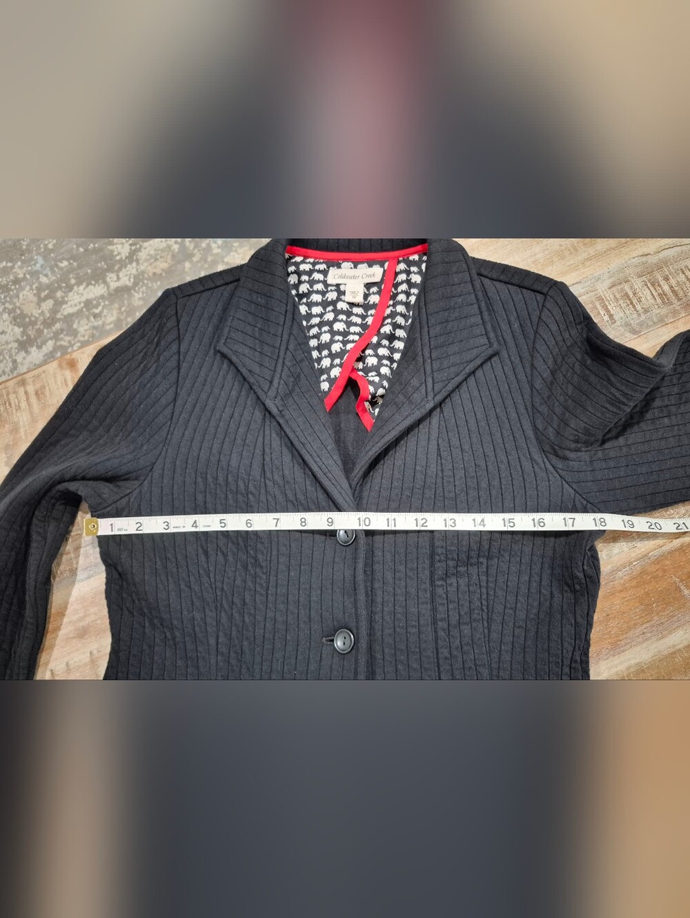 Coldwater Creek Black Quilted Cotton Jacket Size 10 Lightweight Blazer Coat - Picture 5 of 9